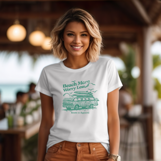 Beach More Worry Less Bella Canvas Unisex Tee 3001CVC