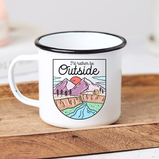 I'd Rather Be Outside Camp Mug 10 oz. (Black Rim)