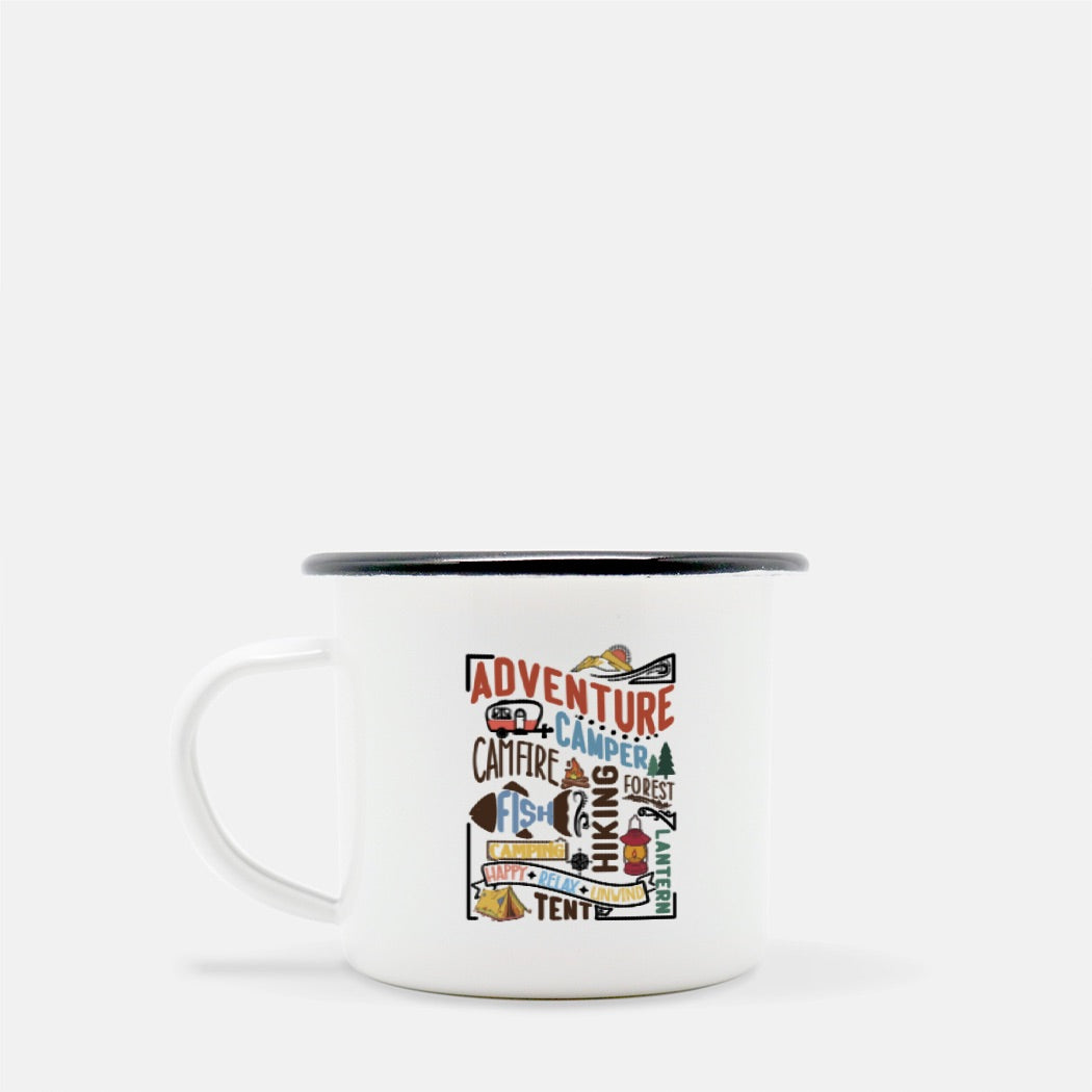 Adventure Subway Art Camp Mug 10 oz. (Black Rim)