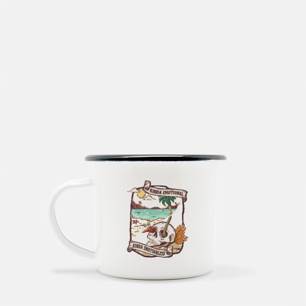 Kinda Emotional, Kinda Emotionless Camp Mug 10 oz. (Black Rim)