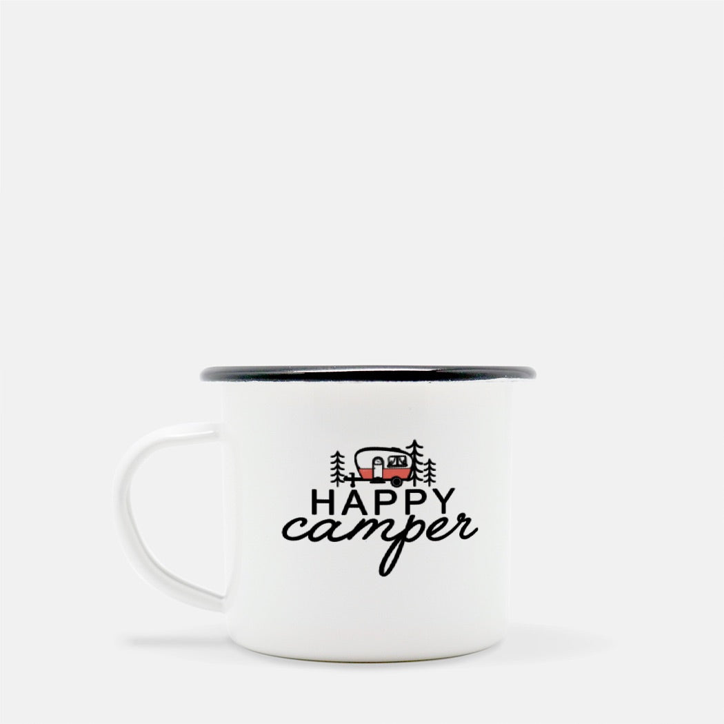 Happy Camper Camp Mug 10 oz. (Black Rim)